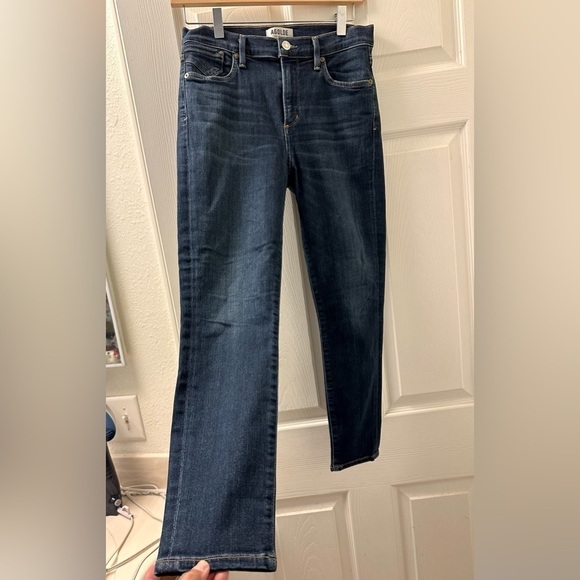 Agolde Stretch Ankle Dark Denim Whisker Jeans - Picture 6 of 9